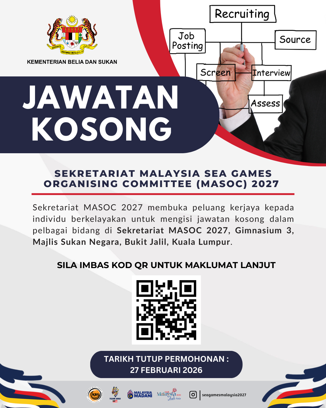IKLAN JAWATAN KOSONG SEKRETARIAT MASOC 2027